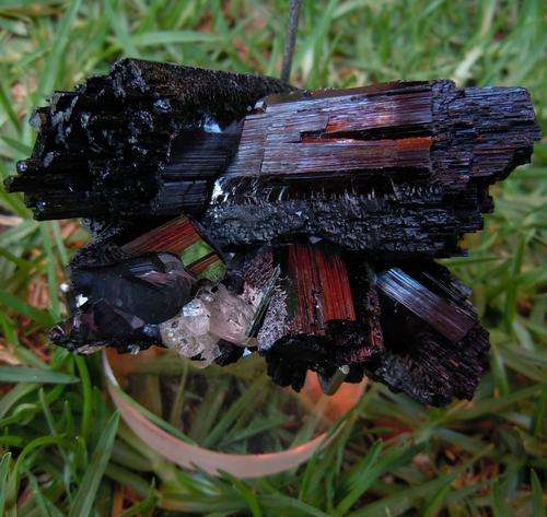 Erongo region quartz crystals on black tourmaline crystal cluster-namibia-112g