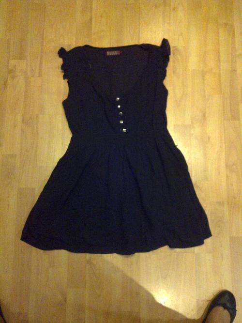 Black Dress With Gold Button Detail And Pockets Size Large