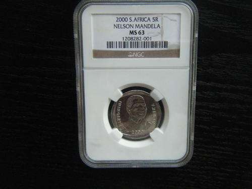 2000 MS63 NELSON MANDELA ""THE SMILE"" R5 NGC GRADED HAPPY 94TH MADIBA 18/07/2012