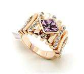 # SAVE UP TO 50% # ELEGANT 18K GOLD PLATED RING, PURPLE CZ DIAMOND LOWEST PRICE!!!!!