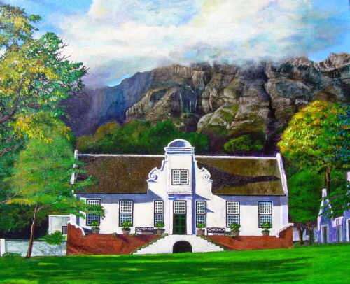 Michael Durst's "MANOR HOUSE AT RUSTENBERG" Wine Farm Vineyard Impressionism Painting