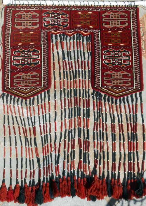 Tribal Turkish Hand Knotted Oriental Rug Tent Door Hanging- Gapylyk