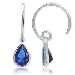 EARRINGS BLUE SAPPHIRE C HOOP WITH STERLING SIVER