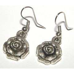 EARRINGS DANGLING SILVER ROSE