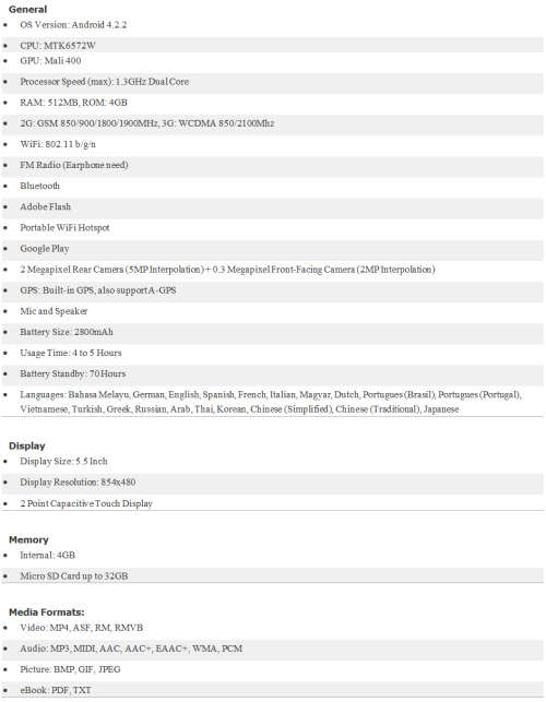 M-Horse Note3 3G Smartphone