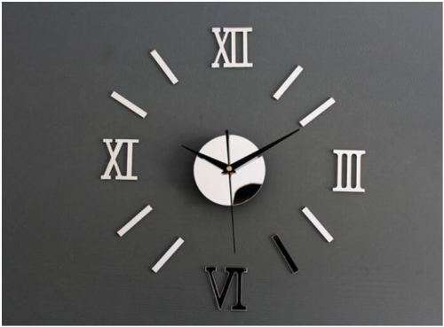 Trendy 3D Roman Numbers Mirror Wall Clock