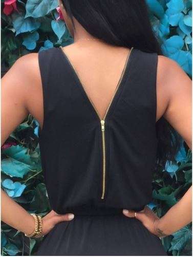 Black Clubwear Casual Romper Jumpsuit Dress Party V Neck Pants - XL