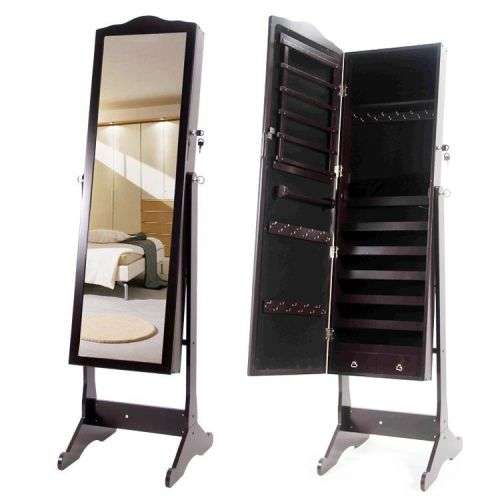 Mirrored Jewellery Cabinet - Walnut Brown