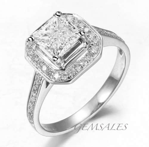 PRINCESS SIMULATED 1.31ct DIAMONDS 10KT WHITE GOLD FILLED  ~STAMPED ~ *SIZE 6*