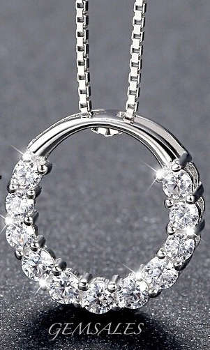 STERLING SILVER PENDANT & CHAIN~ SIMULATED DIAMONDS~ *CHAIN & PENDANT STAMPED S925*