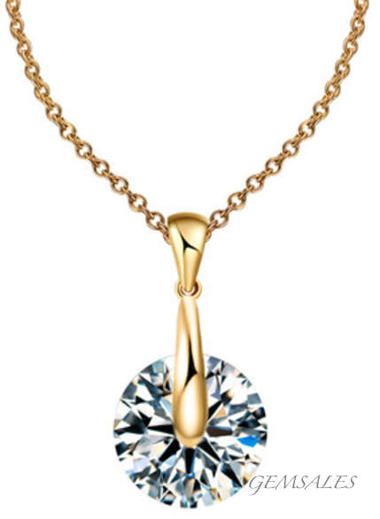 ***YELLOW GOLD PLATED NECKLACE WITH SIMULATED DIAMOND***