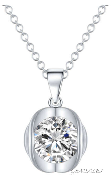 ***WHITE GOLD PLATED NECKLACE WITH SIMULATED DIAMOND***