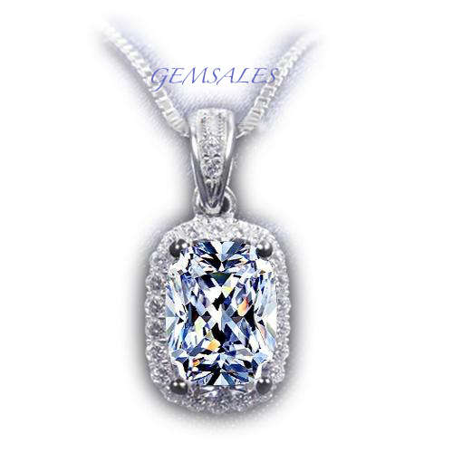 2 CARAT PRINCESS CUT SIMULATED DIAMOND PENDANT *STAMPED S925*