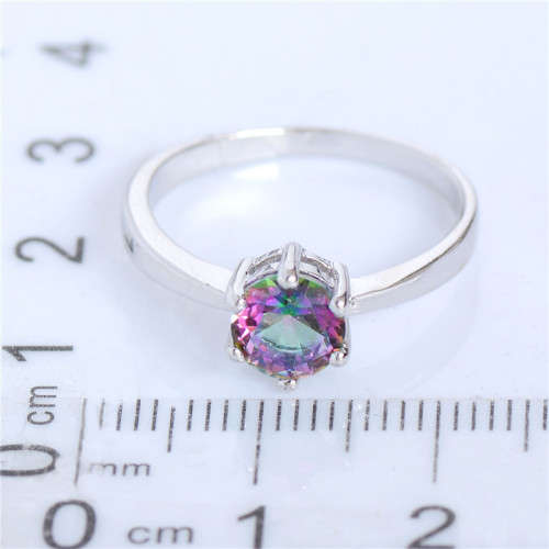*** Genuine Gemstone Mystic Topaz Engagement Ring Solid .925 Sterling Silver ~ SIZE - 7***