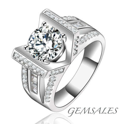 #NEW ARRIVAL# SPECTACULAR SIMULATED DIAMOND RING   ~STAMPED S925~ SIZE 7