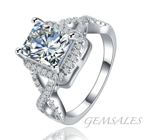 SPECTACULAR 2.5ct EMERALD CUT WITH INLAY *S925* SIZES AVAILABLE       5.75   -   6.75