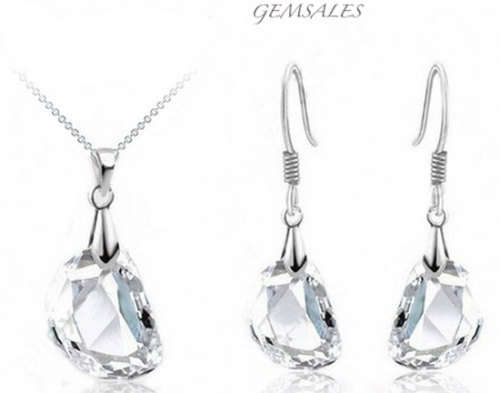 Crystal Wedding  925  Silver Earring & Pendant set  *NEW ARRIVAL*  ~ STAMPED 925 ~