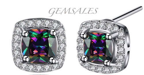 MYSTIC TOPAZ WITH SIMMULATED DIAMONDS *STAMPED 18KRGP *