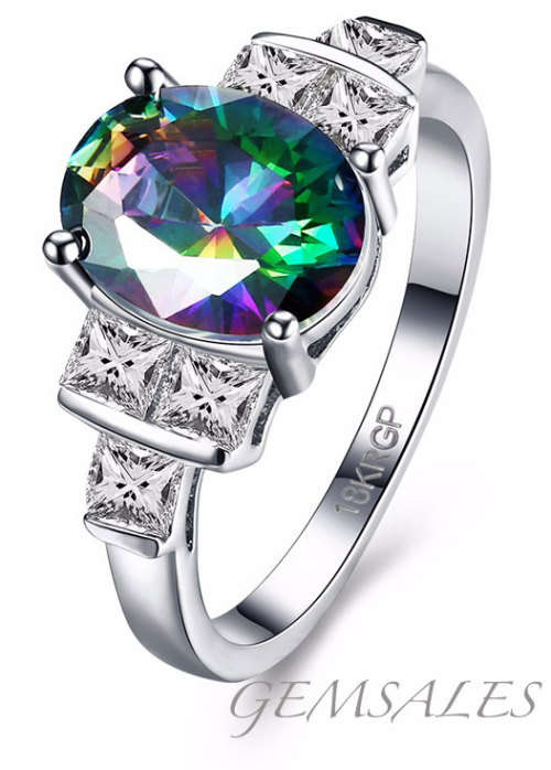 ***Mystic Topaz Ring*** NEW ARRIVAL!!! ~ STAMPED 18KRGP  ~ SIZE 6