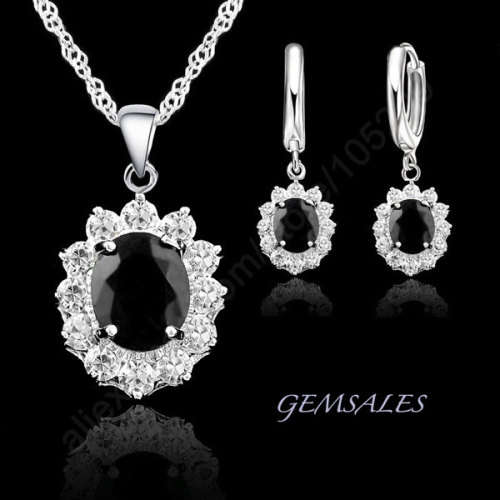 BLACK CUBIC ZIRCONIA & SIMULATED DIAMONDS SET *NEW ARRIVAL*  ~ STAMPED 925 ~