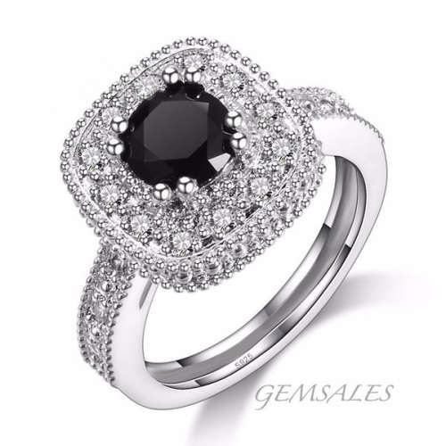 #NEW ARRIVAL# SPECTACULAR!!!  BLACK CZ & SIMULATED DIAMOND RING   ~ SIZE 7 ~