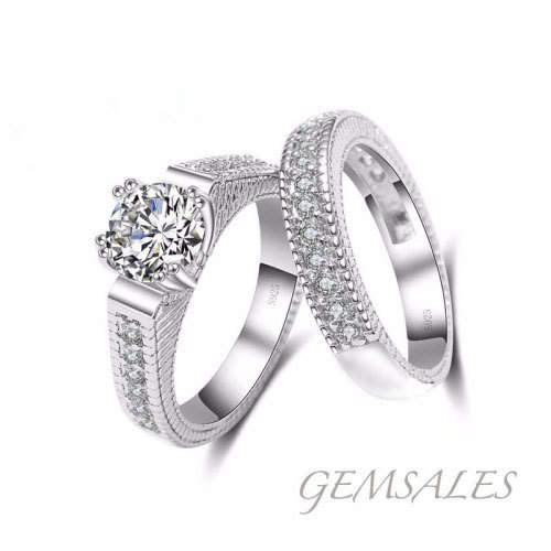 #NEW ARRIVAL# LUXURY SIMULATED DIAMOND WEDDING SET   ~STAMPED S925~ SIZE 7