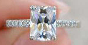 EMERALD CUT CUBIC ZIRCONIA RING #STAMPED S925#  * SIZE 7 3/4 - P (56mm) *