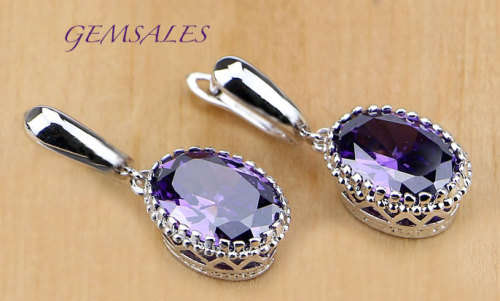 *SPECTACULAR* AMETHYST  OVAL CUT *EARRINGS*