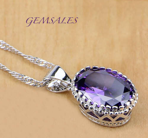 *SPECTACULAR* AMETHYST OVAL CUT *NECKLACE*