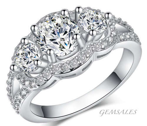 UNIQUE SIM DIAMOND RING WITH MICRO INLAY ~ CENTER STONE 2.04ct  *S925*   SIZE  8