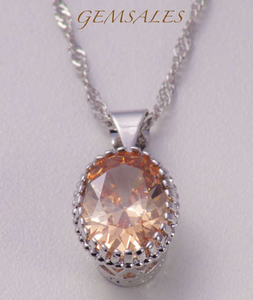 *SPECTACULAR* CHAMPAGNE CZ OVAL  *NECKLACE*