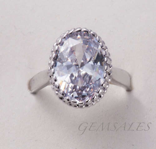 *SPECTACULAR*OVAL CUT CZ RING - SIZE  6 1/2 *