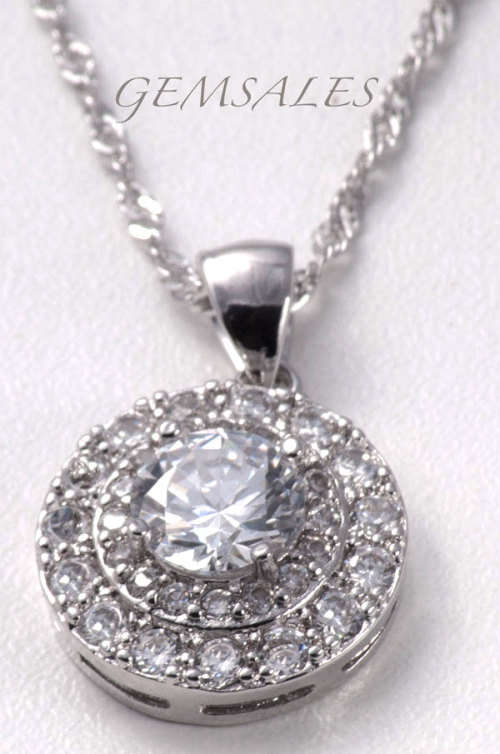 *SPECTACULAR* 2 CARAT BRILLIANT CZ WITH INLAY   *NECKLACE*