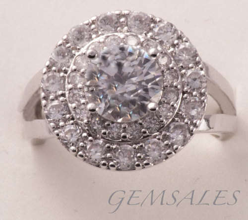 *SPECTACULAR*2 CARAT ROUND CUT BRILLIANT CZ RING WITH INLAY- SIZE   6 1/4 - M (52mm)