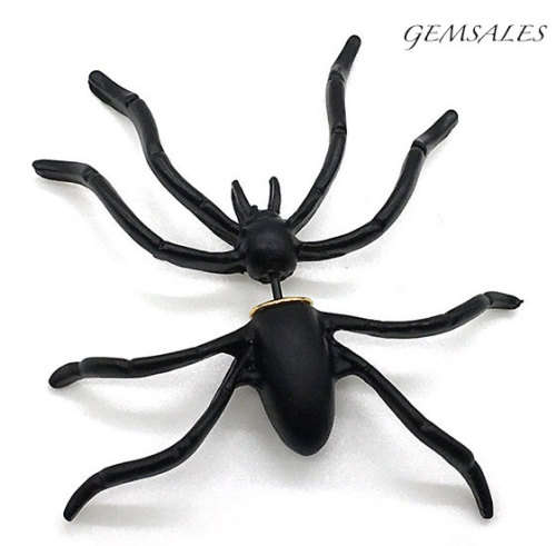 1 PIECE # Punk Alloy Black Spider Stud Earring #