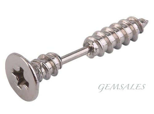 1 PIECE # PUNK # Alloy SILVER COLOR SCREW Earring #