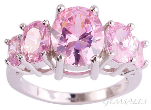 EXQUISITE PINK TOPAZ CZ RING  *** SIZE  8 ***