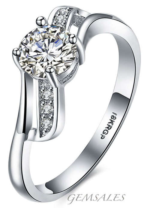 GORGEOUS SIMULATED DIAMOND RING WITH MICRO INLAY  *18KGP*  SIZE  7  - O  -  54.5mm