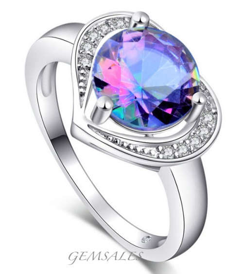 NEW ARRIVAL! Mystic Topaz Ring  #HEART DESIGN# - S925  ~ SIZE 7 3/4 - P (56mm)