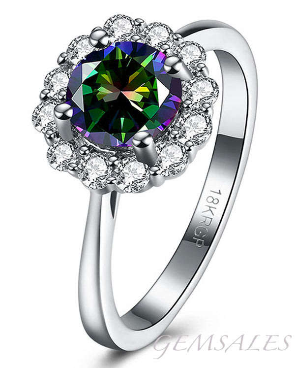 NEW ARRIVAL! Mystic Topaz Ring  #FLOWER DESIGN# - 18KRGP  ~ SIZE 7 3/4 - R (59mm)