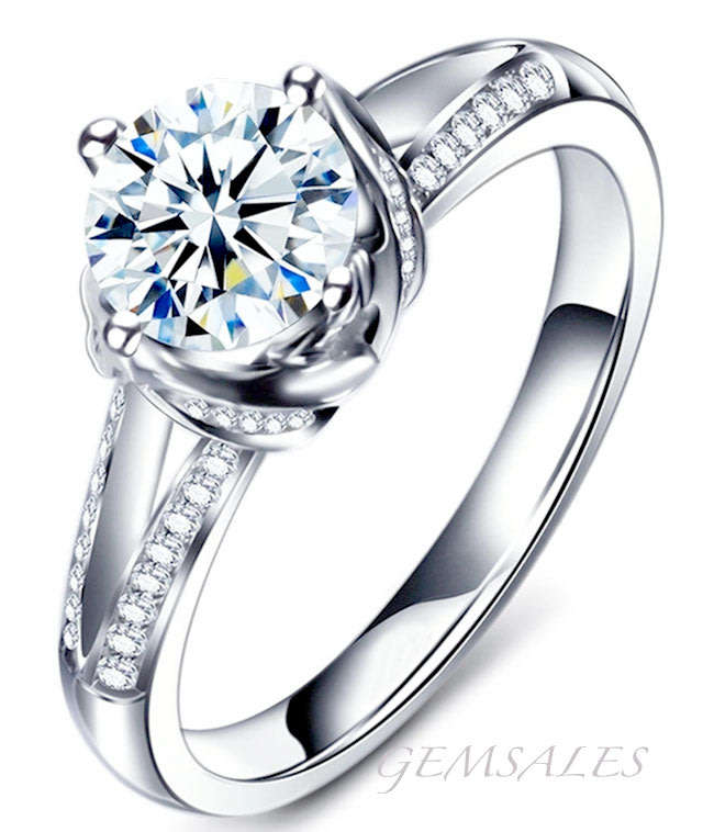 2.04 Sim Diamond Ring With Accents ~ CLASSIC STYLE ~ ELEGANT DESIGN  - SIZE  6 1/2