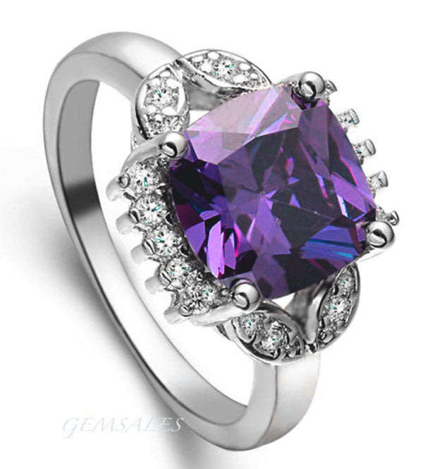 EXCUISITE  AMETHYST CZ RING  * S925 *  SIZE   8