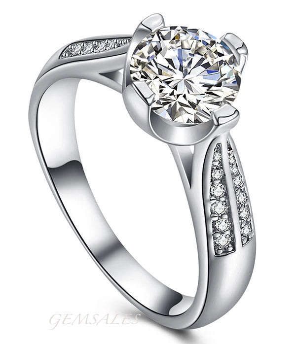 3.5ct Solitaire Cr. Diamond# Brilliant White # STUNNING  !!!  *S925*   SIZE 6 3/4 - N (53.5mm)