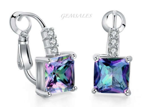 ELEGANT MYSTIC TOPAZ CZ EARRINGS  *S925*