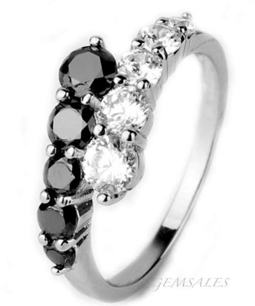 BLACK & CLEAR CZ COCKTAIL RING  SIZE 6 1/2