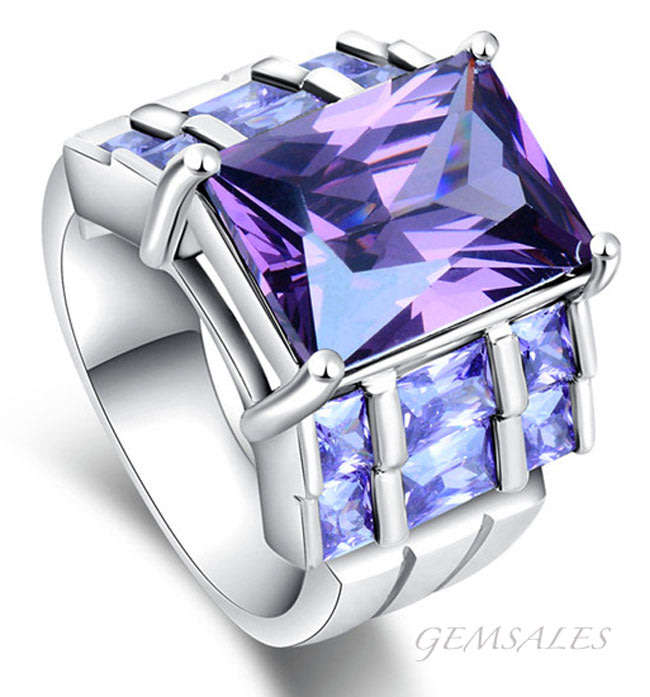NEW ARRIVAL!!! STYLISH  AMETHYST CZ RING  ***S925***  SIZE 9