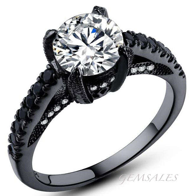 BLACK GOLD!!! Cr Sim Diamond with Accents *S925*  SIZE 7