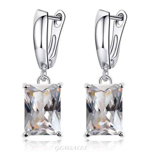 SPECTACULAR 8.48Ct EMERALD CUT SIM DIAMOND CZ EARRINGS  ***S925***