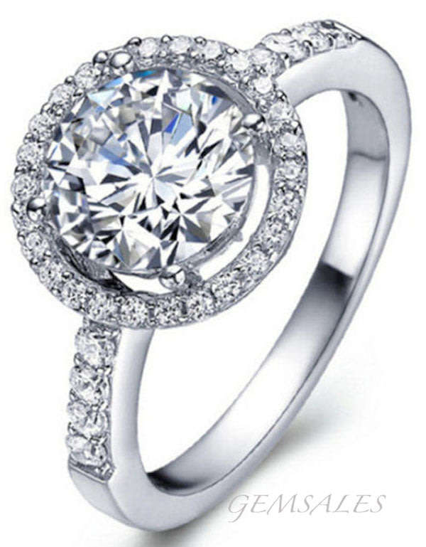 EXQUISITE 2 ct HALO DESIGN Cr. DIAMOND RING  * 925 *  SIZE  7