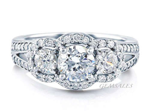 UNIQUE SIM DIAMOND RING WITH MICRO INLAY ~ CENTER STONE 2.04ct  *S925*   SIZE  7